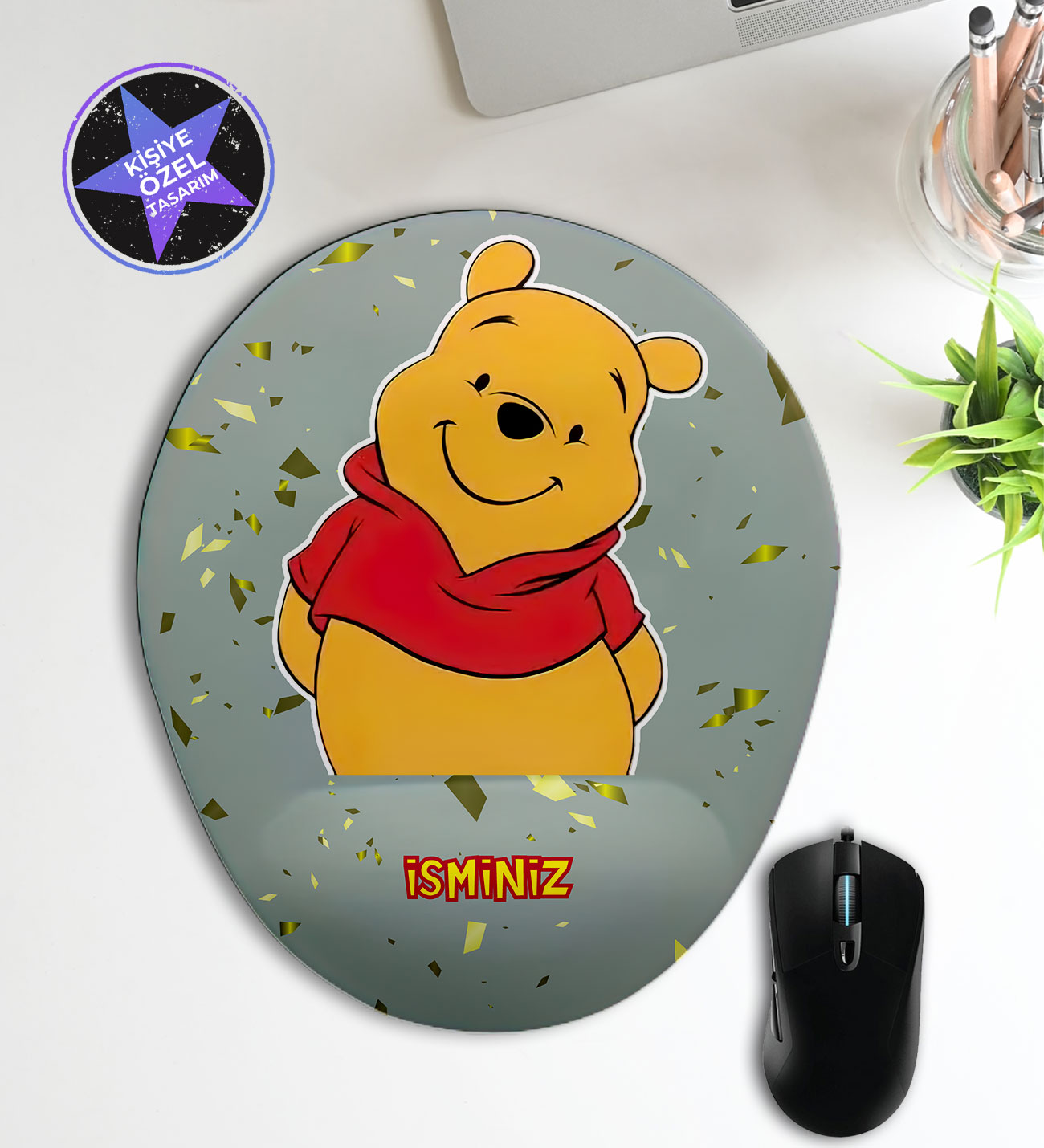 Sevimli Ayı Görünümlü Kişiye Özel İsim Baskılı Mousepad - Pazaryeri  E-Ticaret